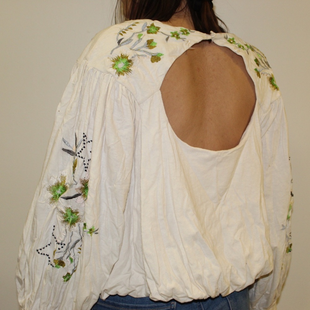 Free People Peasant Blouse W Cutouts